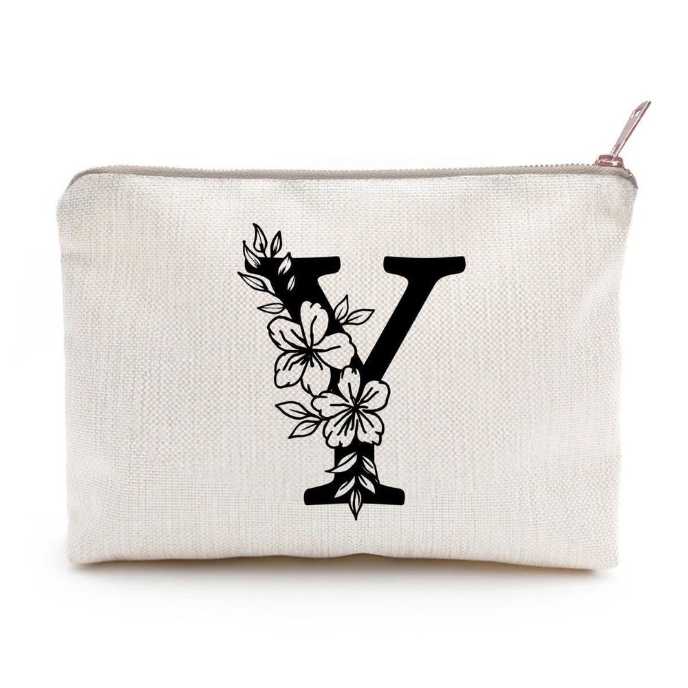 Monogram Toiletry Makeup Bag Personalized Travel Cosmetic Bag Floral Initial😊